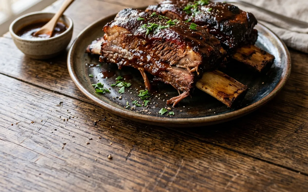 A rack of bbq beef ribs