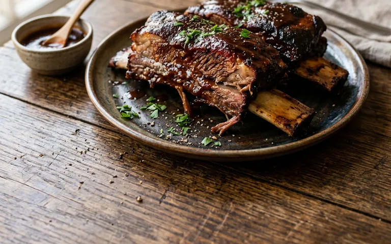 A rack of bbq beef ribs