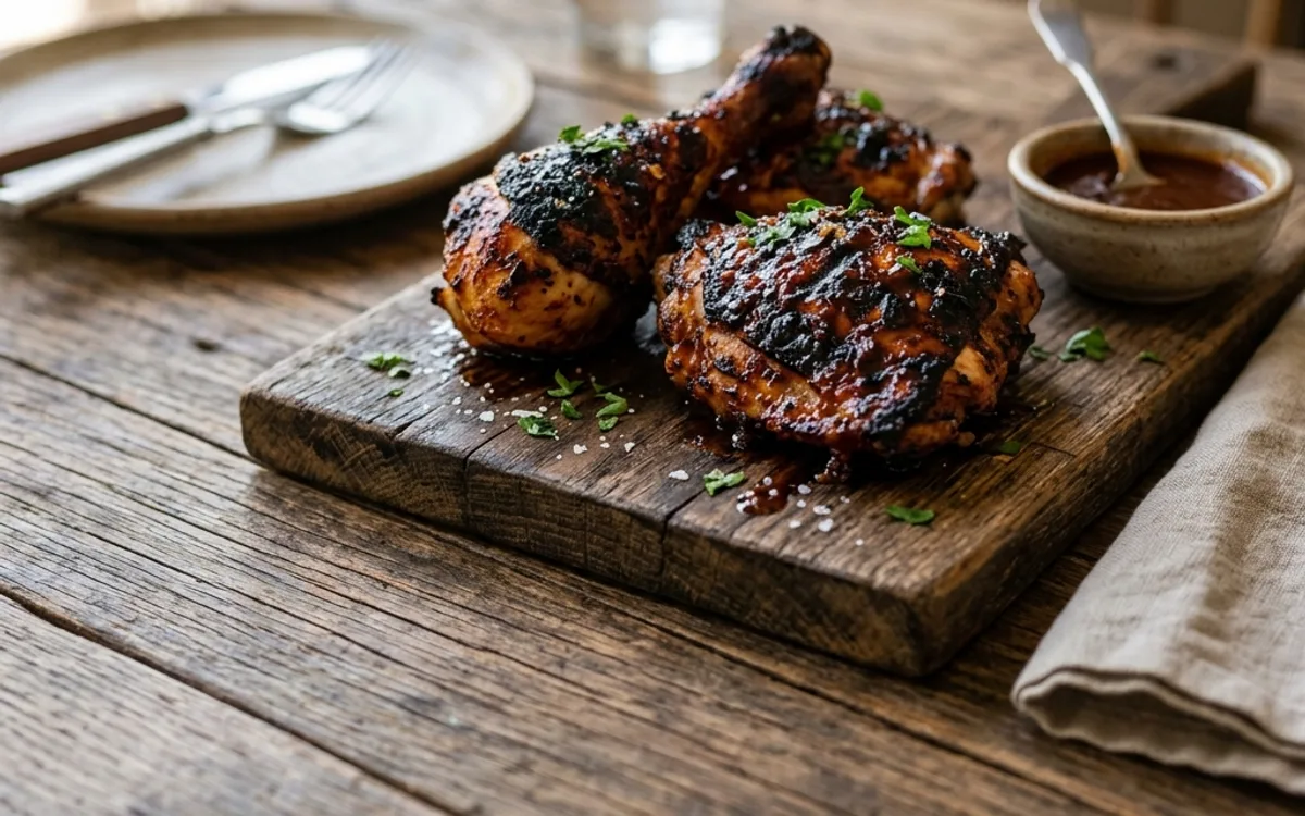 Grilled barbecue chicken breasts