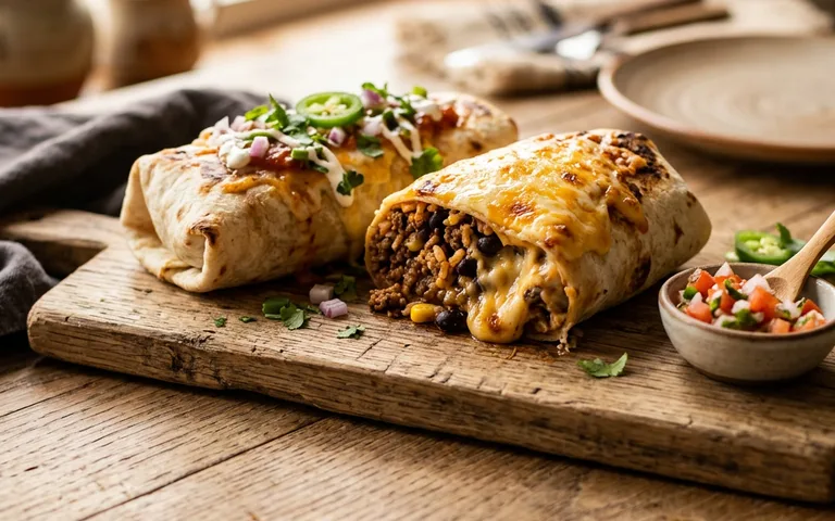 Beef and bean burritos