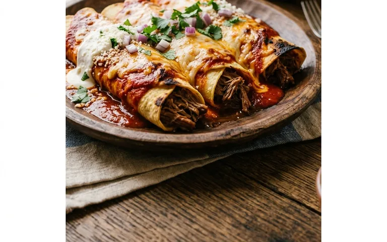 Beef enchiladas in red sauce