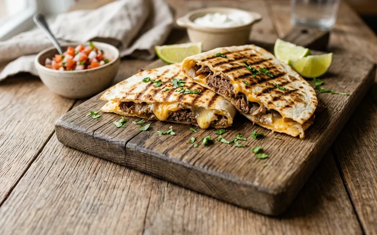 Beef quesadillas cut into wedges