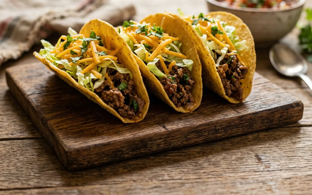Beef tacos with toppings