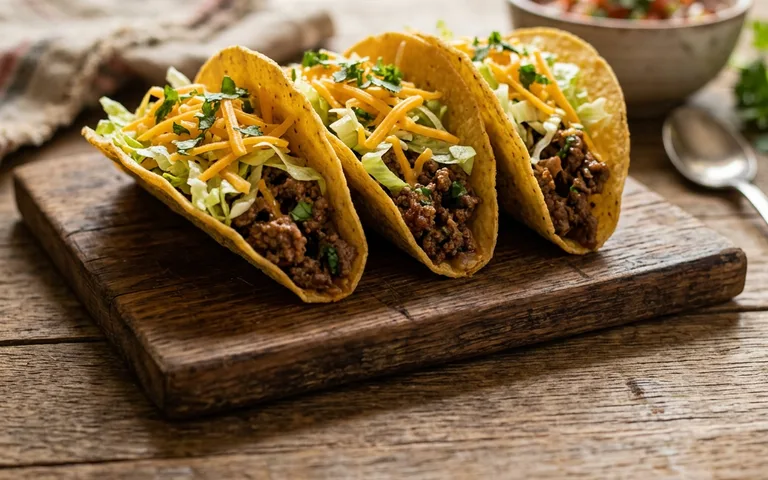 Beef tacos with toppings