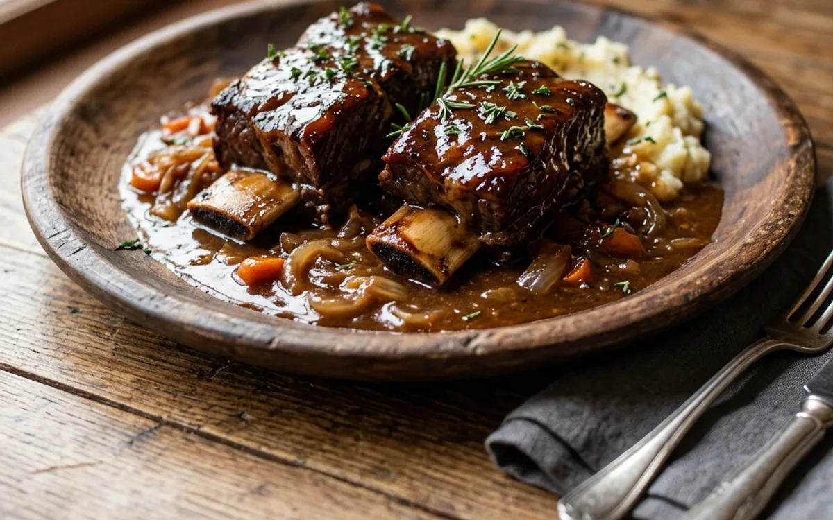 A plate of braised beef short ribs