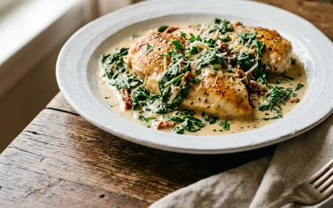 Chicken Florentine in creamy spinach sauce
