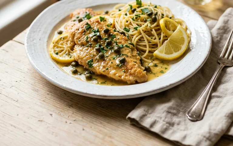 Chicken piccata cutlets in a lemon caper butter sauce