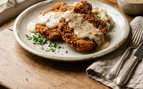 Crispy country fried pork chops with gravy