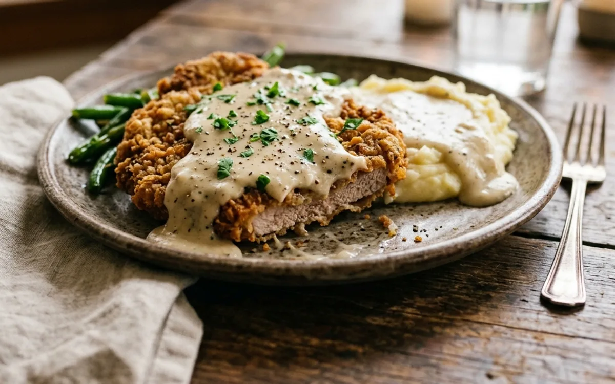 Country fried steak with gravy