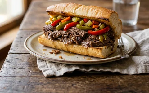 An italian beef sandwich