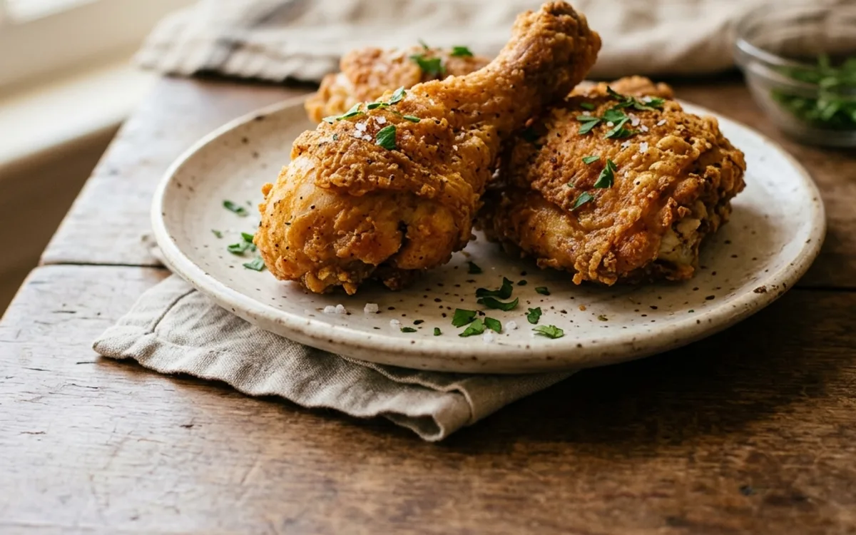 Oven-fried cornflake-coated chicken