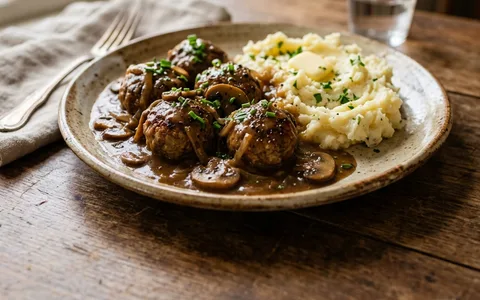 Beef meatballs in brown gravy