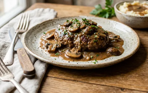 Salisbury steak in mushroom gravy