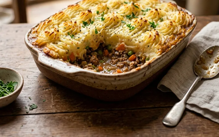 A shepherd's pie with mashed potato top