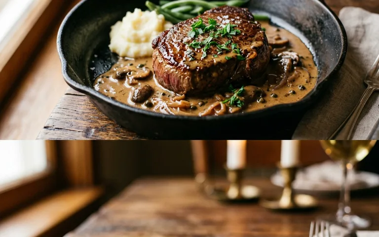 Steak Diane with pan sauce