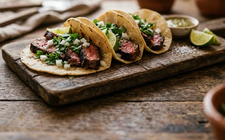 Steak tacos with cilantro