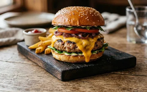 A turkey cheeseburger on a bun
