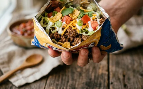 Walking tacos in chip bags